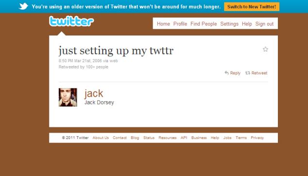 1-й твит был отправлен 21 марта 2006 года на Twitter сооснователем Джеком Дорси